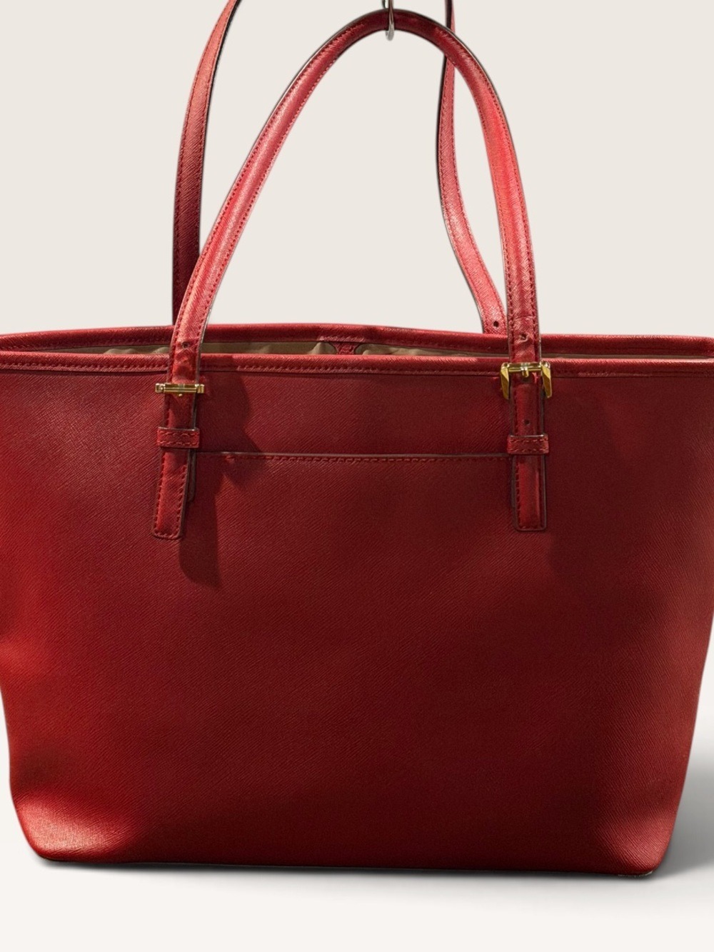 Michael Kors Red Saffiano Tote Bag - Picture 2 of 13